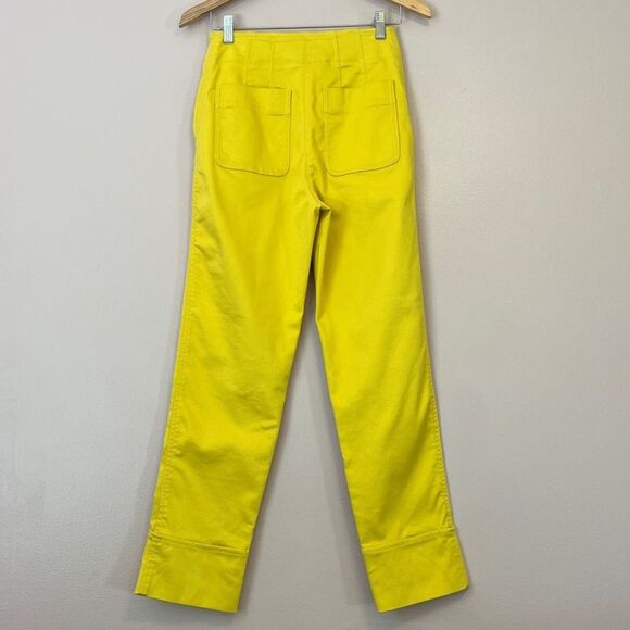 Maeve Anthropologie High Rise Cigarette Crop Ankle Pant Boho Bright Yellow Sz 4 - Picture 8 of 12
